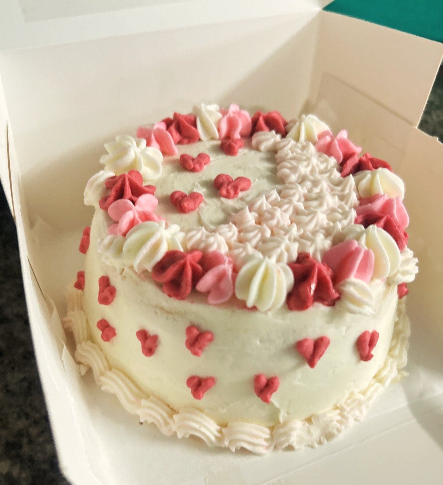 Pink heart celebration cake